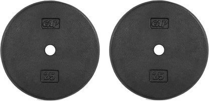 CAP Barbell Standard 1-Inch Cast Iron Weight Plates - Singles & Sets | 1.25-50 lbs | Multiple Options