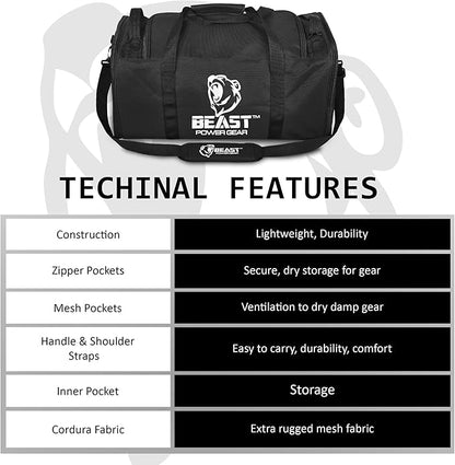 Duffle Gym Bag for Men & Women – Large Duffel Athletic Gym Boxing Bag with Shoes Compartment, Wet Pocket – Fitness,Workout,MMA,BJJ,Jiu Jitsu Gym Bag