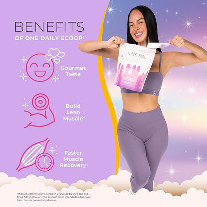 One Sol Lean Plant-Based Protein Powder, Pea & Brown Rice Protein, Low Carb, Vegan Friendly - Gluten, Lactose, & Soy Free - No Added Sugar, Non-GMO, Clean Nutrition, No Bloating (Unicorn Milkshake)