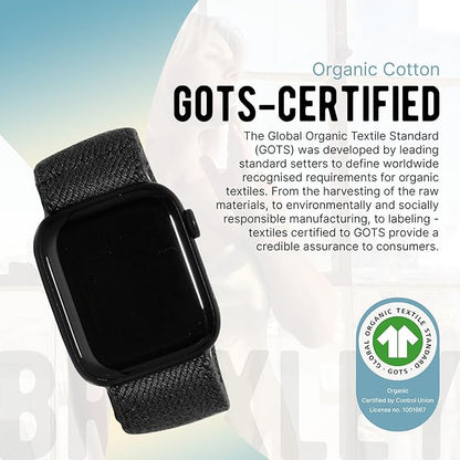 Braxley Bands - Organic Cotton Watch Bands For Women and Men, Compatible With All Apple Watch Sizes and Series - Washable, Sweat-Absorbent, Breathable Fit, Elastic Smart Watch Bands