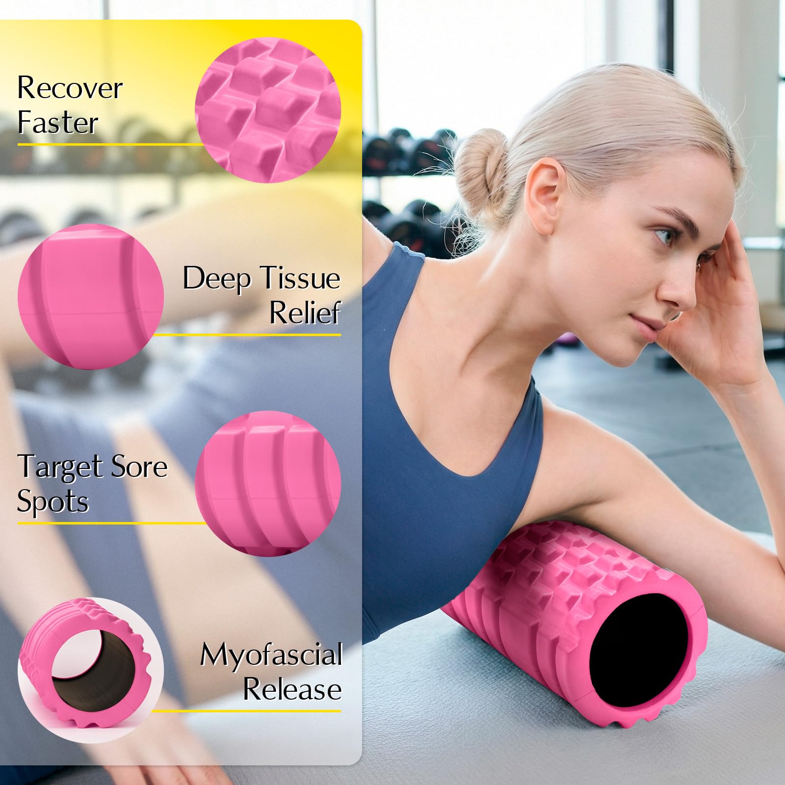 CHYNIQUE Foam Roller 13" Multi Density Fitness Exercise for Muscle Recovery