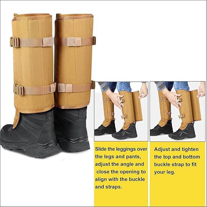 QOGIR Snake Gaiters 3 Pack: Durable Snake Guards for Hunting, Snake Gaiter Leggings for Men & Women, Snake Bite Protection for Lower Legs, Snake Proof Gaiters