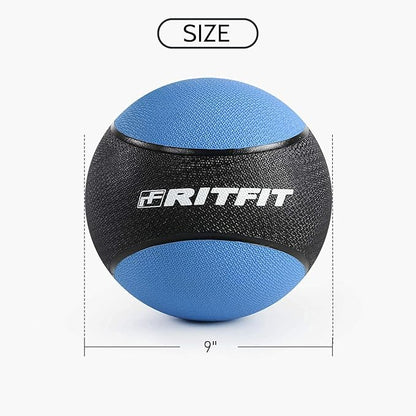 RitFit Weighted Medicine Ball - Non-Slip Rubber Shell & Dual Texture Grip - Workout Exercise Ball for Core Strength, Balance Training, Coordination Fitness - Multiple Weights & Colors