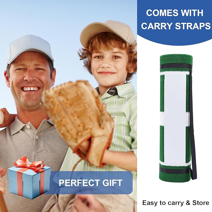 10x3 FT Softball Pitching Mat with Mound, Anti-Fade Softball Practice Turf Mat Indoor Outdoor Pitching Training Matt with Anti-Slip Bottom