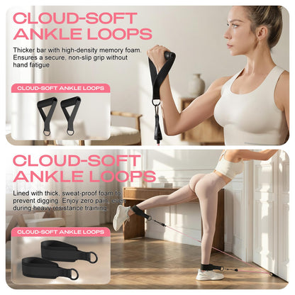 DAWN SWAN Pilates Bar Kit with Resistance Bands – Adjustable Home Gym Workout Equipment for Women &