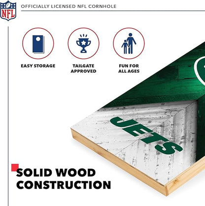 NFL Football 2' x 4' Regulation Size Solid Wood Cornhole Set with Direct Print HD Team Graphics Great Gift for Any Football Fan! Bean Bag Toss Family Outdoor Game