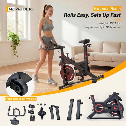 NEWBULIG Exercise Bike with APP, Stationary Bikes for Home, Workout Bike for Adults & Seniors