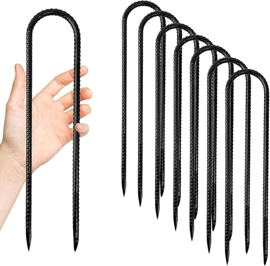 Anothera 8 Pack Heavy Duty Trampoline Stakes, 12 Inches Trampoline Anchors High Wind, Heavy Duty U