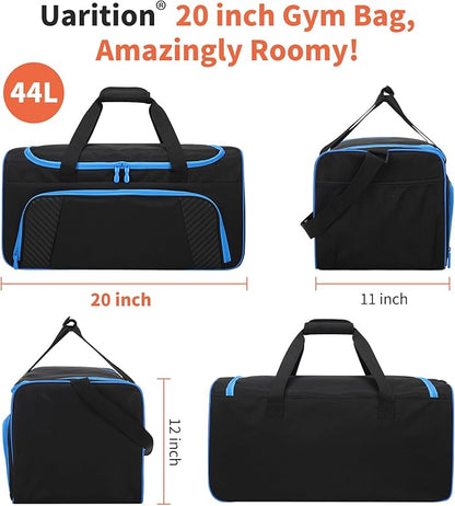 Mens Gym Bag 21 inch Large Overnight Weekender Duffle Bag for Travel Sport-Black/Blue