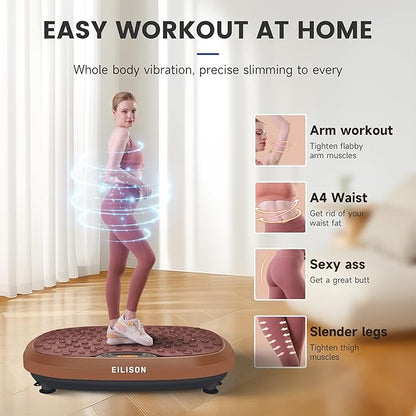 EILISON FitMaxx 3D XL Vibration Plate Exercise Machine - Whole Body Workout Vibration Platform w/Loop Bands - Lymphatic Drainage Machine for Weight Loss, Shaping, Wellness, Recovery