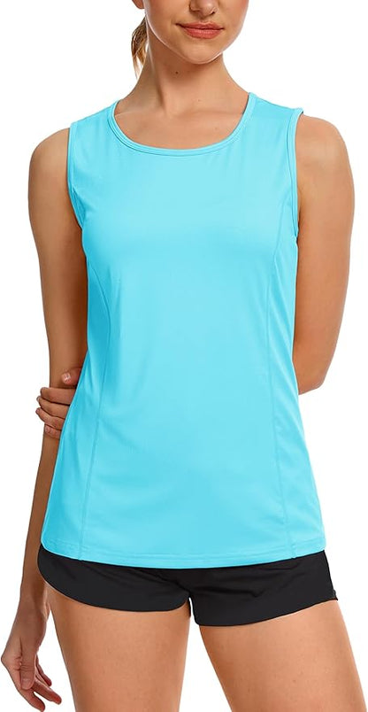 TACVASEN Women's UPF 80+ Workout Tank Top Sleeveless Quick Dry Sun Protection Hiking Athletic Gym Yoga Running Shirts