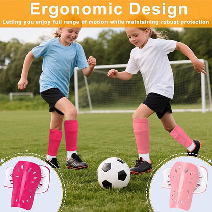 2 Pairs Shin Guards Soccer for Kids,Shin Pads Extra Lightweight Breathable Slide in Shin Guard for Football Training Match Outdoor Activities Protective Slip-in Shin Guards for Boys Girls