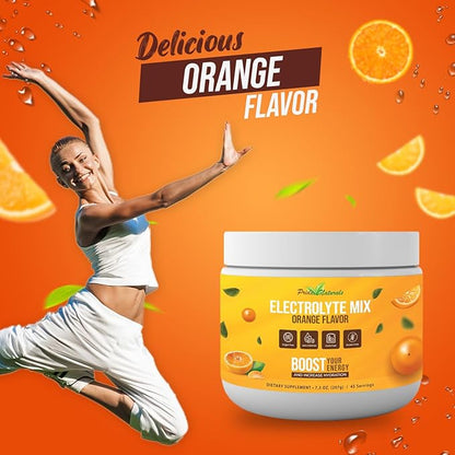 Electrolyte Powder - Refreshing Workout Recovery Electrolytes, Sugar Free, Gluten Free & Vegan, Pure Keto & Paleo Hydration Beverage, Immune Boosting Vitamins (198 Grams, Orange)