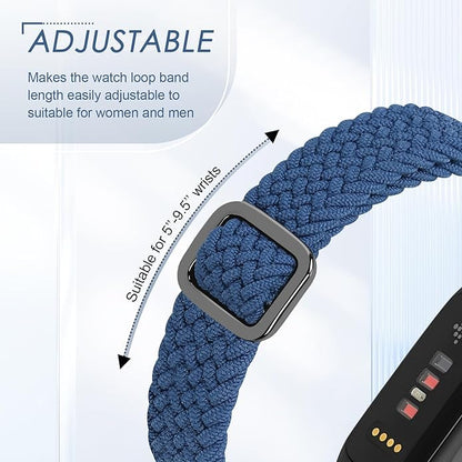 Tiptops Braided Nylon Bands Compatible with Fitbit Inspire 3/Inspire 2/Inspire/Inspire HR/Ace 2/Ace 3, Adjustable Loop Stretchy Straps Replacement Wristbands for Fitbit Inspire Women Men