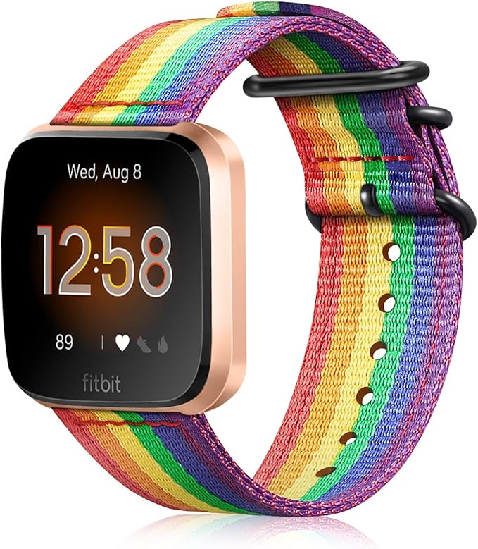 FINTIE Bands Compatible with Fitbit Versa 2/1 / Lite Edition, Soft Nylon Replacement Strap Wristband Accessories (Colorful)