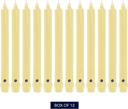 Colonial Candle Unscented Taper Candle, Classic Collection, Limoncello, 8 in, Pack of 12 - Up to 6 Hours Burn