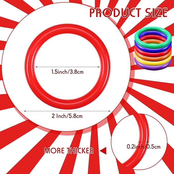 Civaner 72 Pcs Ring Toss Rings Game Plastic Carnival Ring Toss for Speed Agility Practice, Fun Target Toys Carnival Halloween Party Favors Throw Bottle Sports Yard Family Game