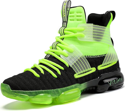 JMFCHI Kids Basketball Shoes High-top Sports Shoes Sneakers Durable Lace-up Non-Slip Running Shoes Secure for Little Kids Big Kids and Boys Girls