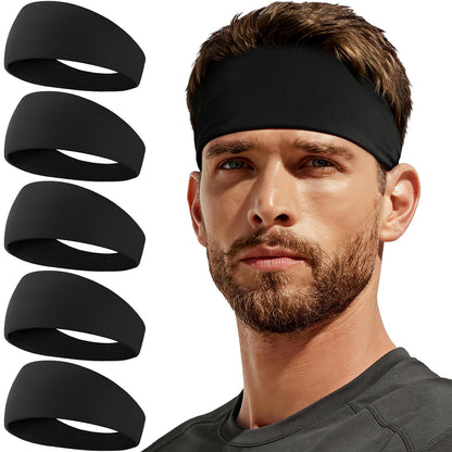 CYPERROCK Sweat Band, 5 Pack Headband Moisture Wicking for Running Sports