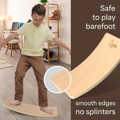 NUTTY TOYS Montessori Wooden Wobble Board for Kids & Adults -100% Natural Wood Balance Board Toddler Balancing Toy Unique Boy & Girl Open Ended Toy Best Christmas Stocking Stuffer Gifts Idea 2025