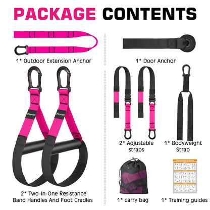 Home Resistance Training Kit, Suspension Trainer Straps with Adjustable Extension, Door Anchor, and