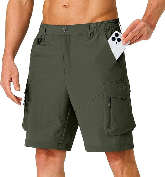 Men's Hiking Cargo Shorts Quick Dry Lightweight Travel Shorts with Multi Pockets for Fishing