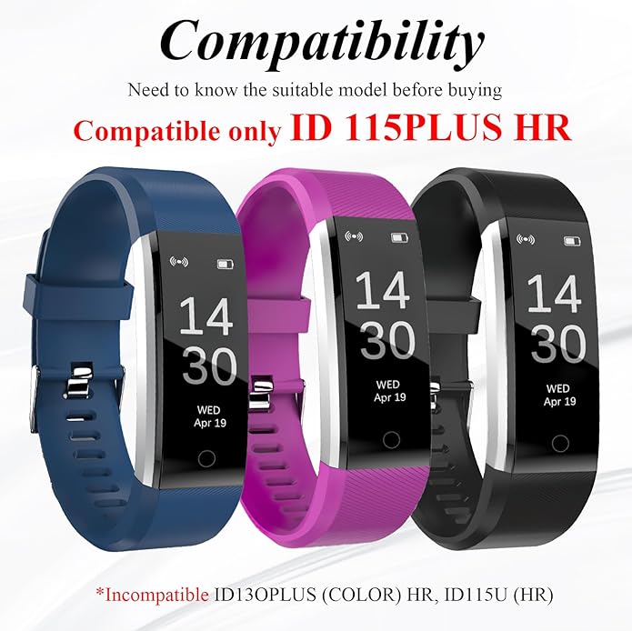 Watch Bands Replacement for ID115plus HR, Very Fit Pro Activity Fitness Tracker Wrist Bands Set, Multicolor Veryfitpro Smart Watch Strap Replacements