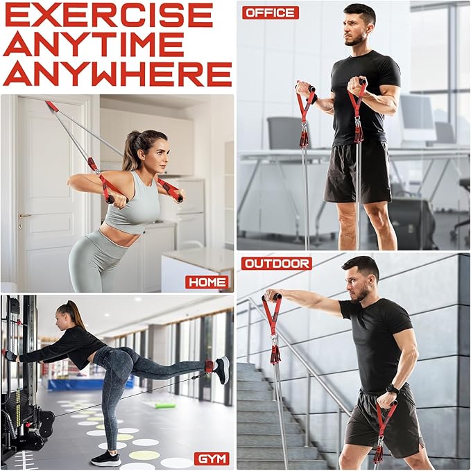 WALITO Resistance Bands Set - Exercise Bands with Handles, Door Anchor, Legs Ankle Straps, for Heavy Resistance Training, Physical Therapy, Muscle Training, Yoga, Home Workouts, Gym Equipment