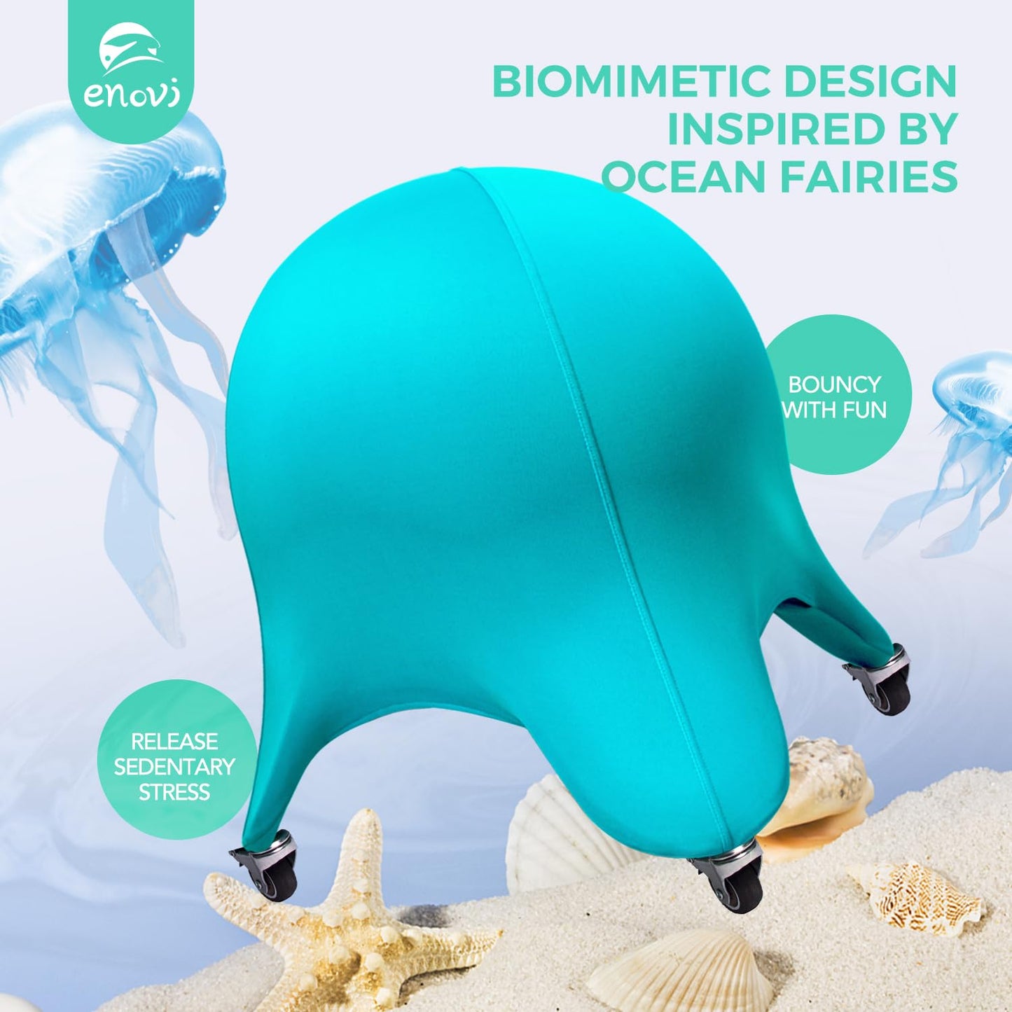 ENOVI Starfish Yoga Ball Chair, Exercise Ball Ergonomic Design for Office and Home, Relieve Back