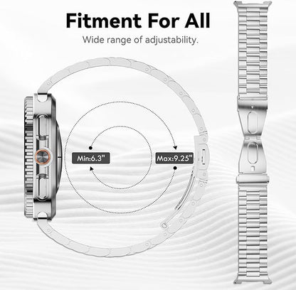 Compatible with Samsung Galaxy Watch 8 Band 40mm 44mm Galaxy Watch 8 Classic 46mm 2025, No Gap Business Stainless Steel Metal Band Strap for Galaxy Watch 8 Men Women, Black