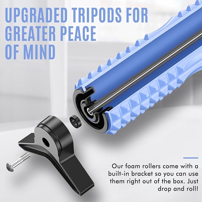 Trigger Point Foam Roller with Stand, 18 Inch Medium Density Foam Roller Long Yoga Roller Foam Exercise Roller for Physical Therapy, Muscles Deep Tissue, Pilates, Back Pain and Muscle Recovery (Blue)