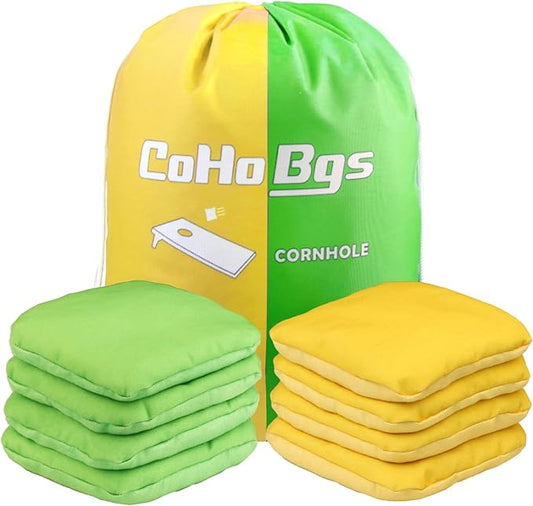CoHoBgs Corn Hole Bags Set 8, Professional Cornhole Bags Dual-Sided Slick & Stick Resin Filled