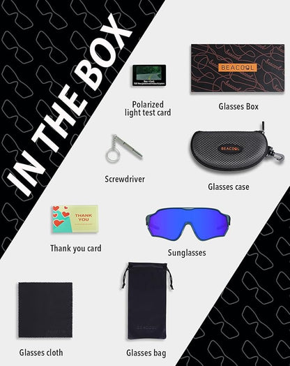 BEACOOL Polarized Running Sunglasses for Men Women UV400 Protection TR90 Sport Sunglasses for Fishing Cycling Baseball