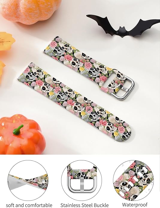 Watbro Halloween Holiday Band Compatible with Fitbit Versa 3 / Sense/Fitbit Versa 4 / Sense 2 Bands for Women Men,Soft Silicone Cute Sport Pumpkin Strap