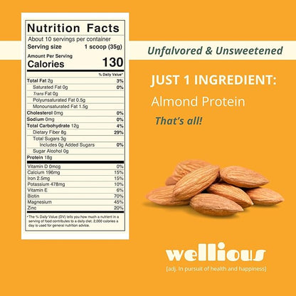 Unflavored & Unsweetened Protein Powder | Vegan - Plant Based Protein Powder Dairy Free for Gut Health, No Sodium, High Fiber, Keto Friendly, Non Dairy, Lactose Free