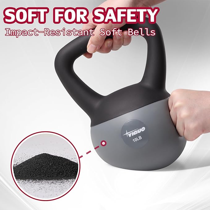 YIGUO Soft Kettlebell, Kettlebells 10 lb Anti-Slip Grip Weight for Home Workouts, Kettlebell for Safe Strength Training for Women & Men & Beginners