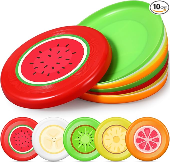 10 Pack Flying Disc Disk Flyer Disc Outdoor Training Interactive Flying Discs Bulk for Adults Dogs for Sports Favors, 5 Colors