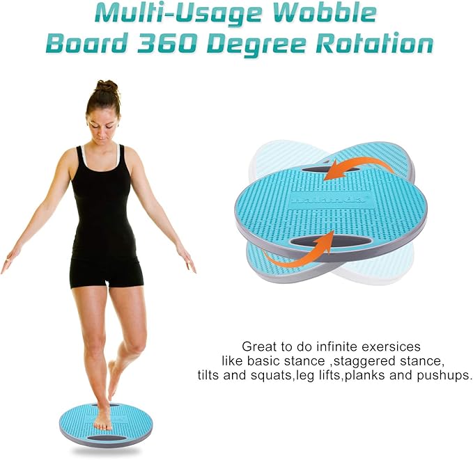 NALANDA Wobble Balance Board, Core Trainer for Balance Training and Exercising, Healthy Material Non-Skid TPE Bump Surface, Stability Board for Kids and Adults