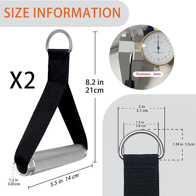 2Pack Upgraded Heavy Duty Exercise Handles for Cable Machine, Aluminum Alloy Gym Handles for Power Rack Attachments, Resistance Band with Cable Crossover System&Triceps Pushdown