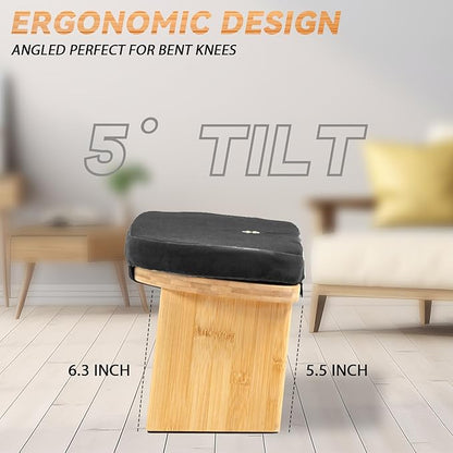 Meditation Bench, Bamboo Meditation Stool, Folding Kneeling Meditation Bench, Seiza Prayer Bench, Prayer Bench with Meditation Cushion, Kneeling Stool (Black)