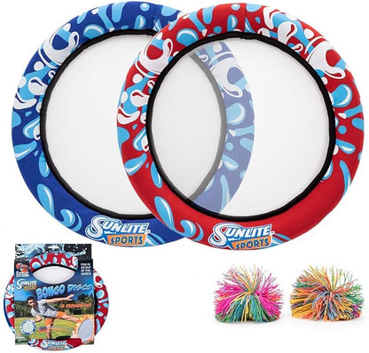Sunlite Sports Bongo Discs, Ball Paddle Game, Ball Throwing Outdoor Games for Beach, Lawn, Backyard, Camping, Fun Beach Sports Toys, Set of 2