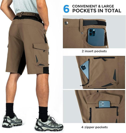 XKTTAC Men's Outdoor Quick Dry Lightweight Stretchy Shorts for Hiking, Tactical, Camping, Travel with 6 Pockets