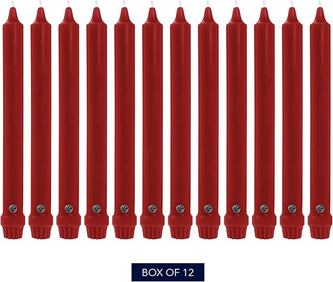 Colonial Dripless 12-Inch Candle with Classic Tip, Red
