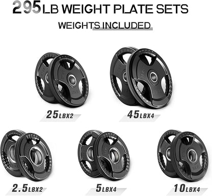 RitFit Olympic Rubber Grip Plates for Barbell, 2-Inch Weight Plates for Weightlifting and Strength Training in Home & Gym, Single, Pair and Sets(2.5/5/10/25/35/45 LB)