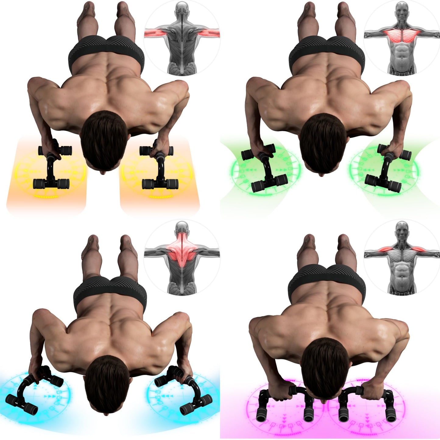 Readaeer Push Up Bars Gym Exercise Equipment Fitness 1 Pair Pushup Handles with Cushioned Foam Grip