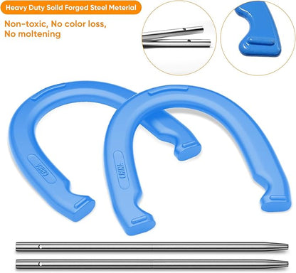 NQV Horseshoe Outdoor Game Set ?“Horse Shoe Game Kit,Sports Horseshoes Sets, Includes 4 Steel Horseshoes, 2 Metal Stakes & Carry Bag ??Perfect for Lawn, Backyard, or Tailgating