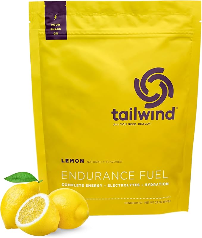Tailwind Nutrition Endurance Fuel, Carbohydrate & Electrolyte Sports Drink Mix Powder, Gluten-Free, Vegan, Lemon, 30 Servings