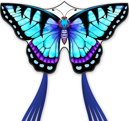 Kite-Butterfly Kites for Kids and Adults, Easy to Fly for Beginner, Durable and Eye- Catching Design, Beach Kites for Family Trip ＆ Outdoor Games and Activities （Blue）