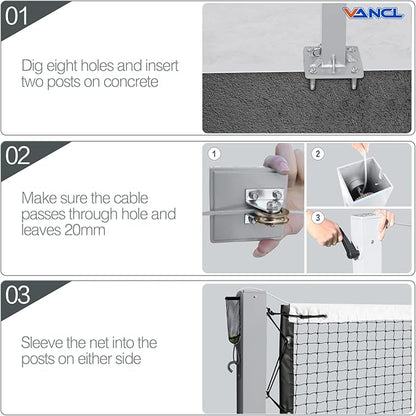 Pro Pickleball Net Portable with Wheels – 22ft Heavy Duty Pickleball Net System with Sturdy Aluminum Frame for Outdoor & Indoor – Nylon Net & Carrying Bag for Pickleball, Tennis, Badminton