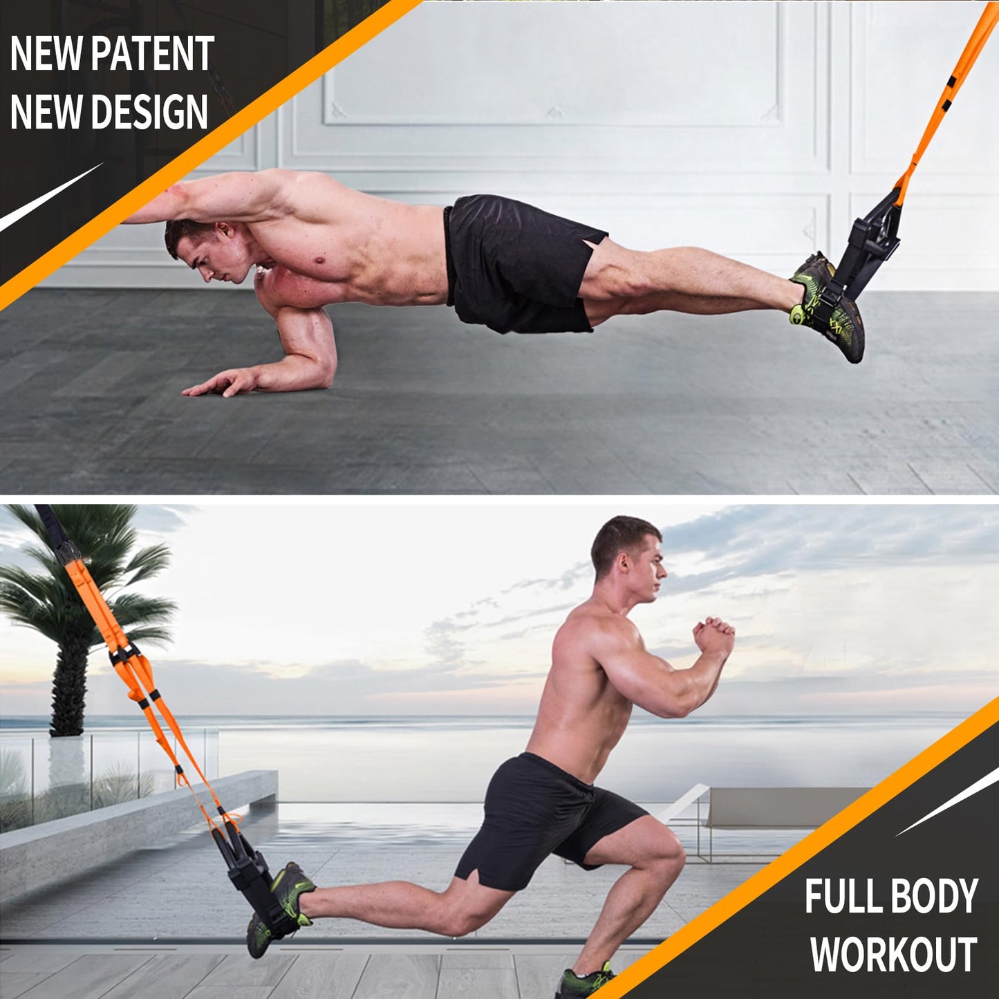 Moulyan Bodyweight Resistance Training Straps,Training straps Complete Home Gym Fitness Trainer kit